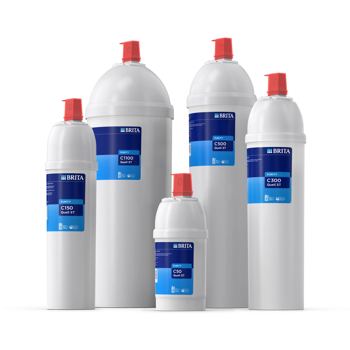 Set of BRITA water filter cartridges PURITY C Quell ST on a white background